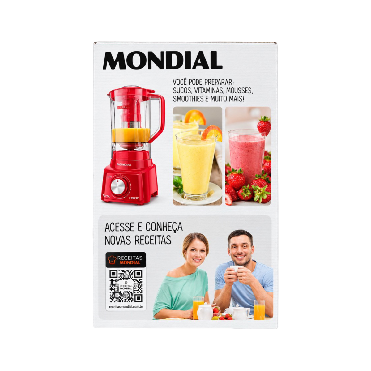 Liquidificador Turbo Full, Mondial 900w L-900 Fr Vermelho 127v