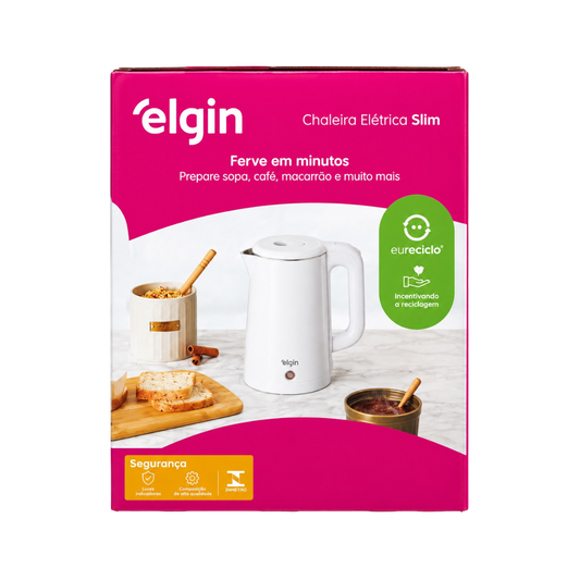 Chaleira Elétrica Elgin Slim Branco 1,8 Litros 1.200w 127v